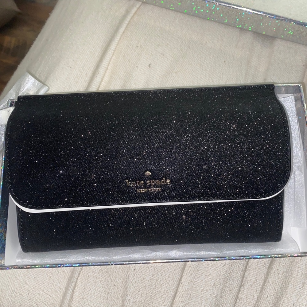 Kate Spade Black Glitter Clutch